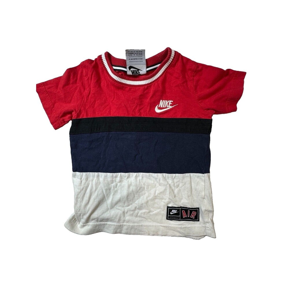 Nike Air Colorblock Short Sleeve T-Shirt Toddler Boys 4T Red Navy White 0188